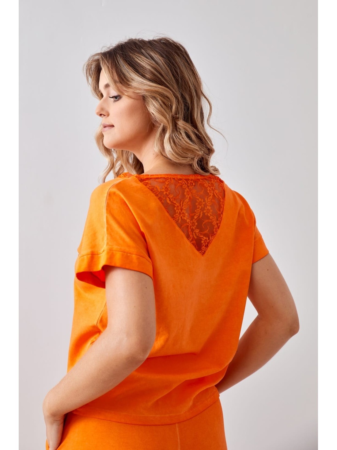 Damen-Sommerset mit Spitze, orange FK617 – Online-Shop – Boutique